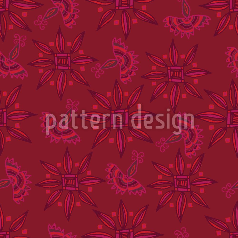 patterned-wallpaper-flora-in-cranberry