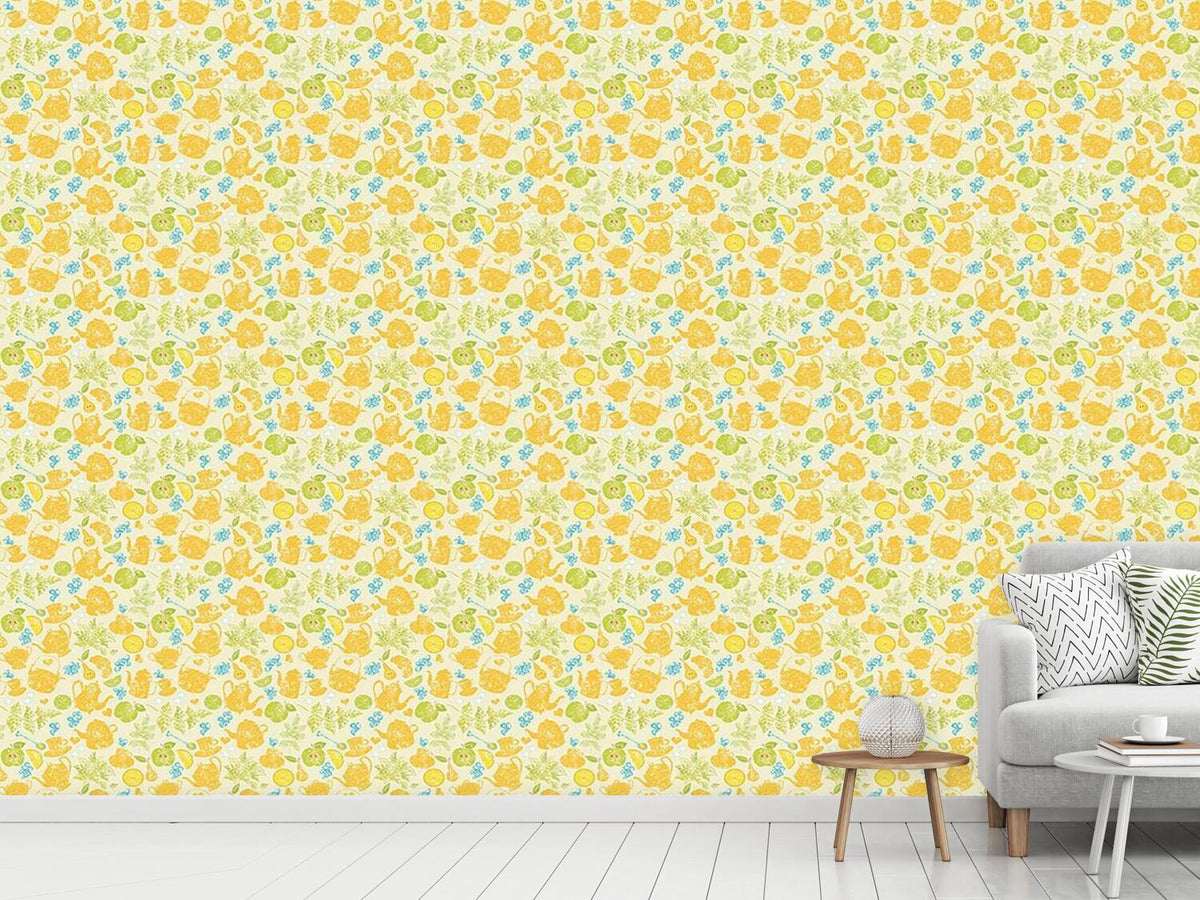 patterned-wallpaper-tea-time-in-the-garden