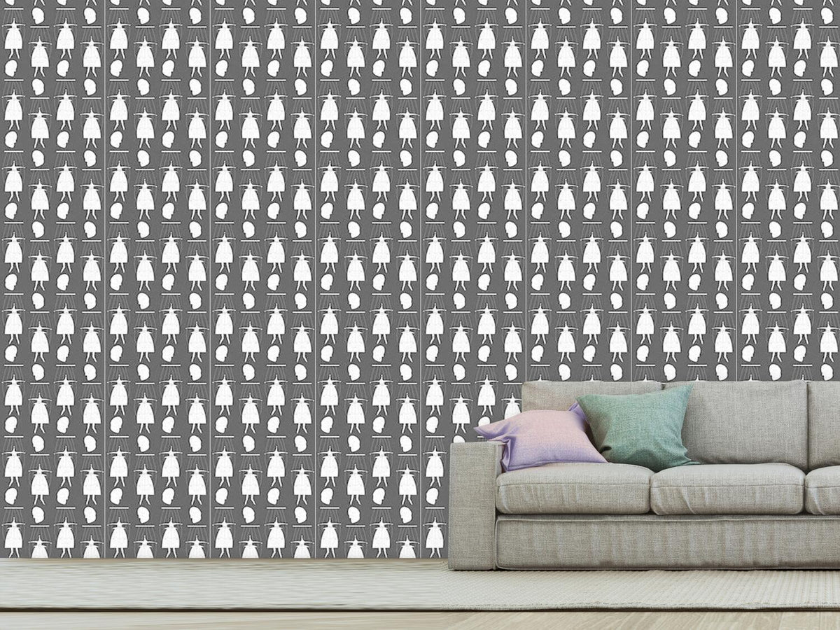 patterned-wallpaper-masquerade-in-black-and-white