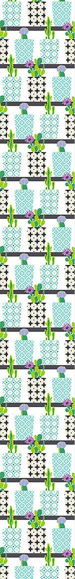 patterned-wallpaper-cactus-pots-on-shelves