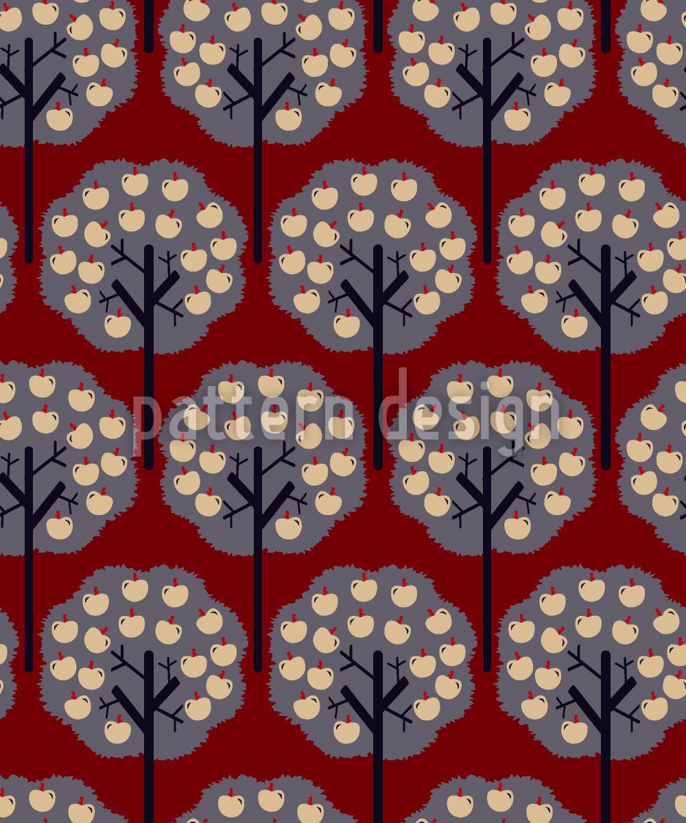 patterned-wallpaper-apple-trees-in-winter