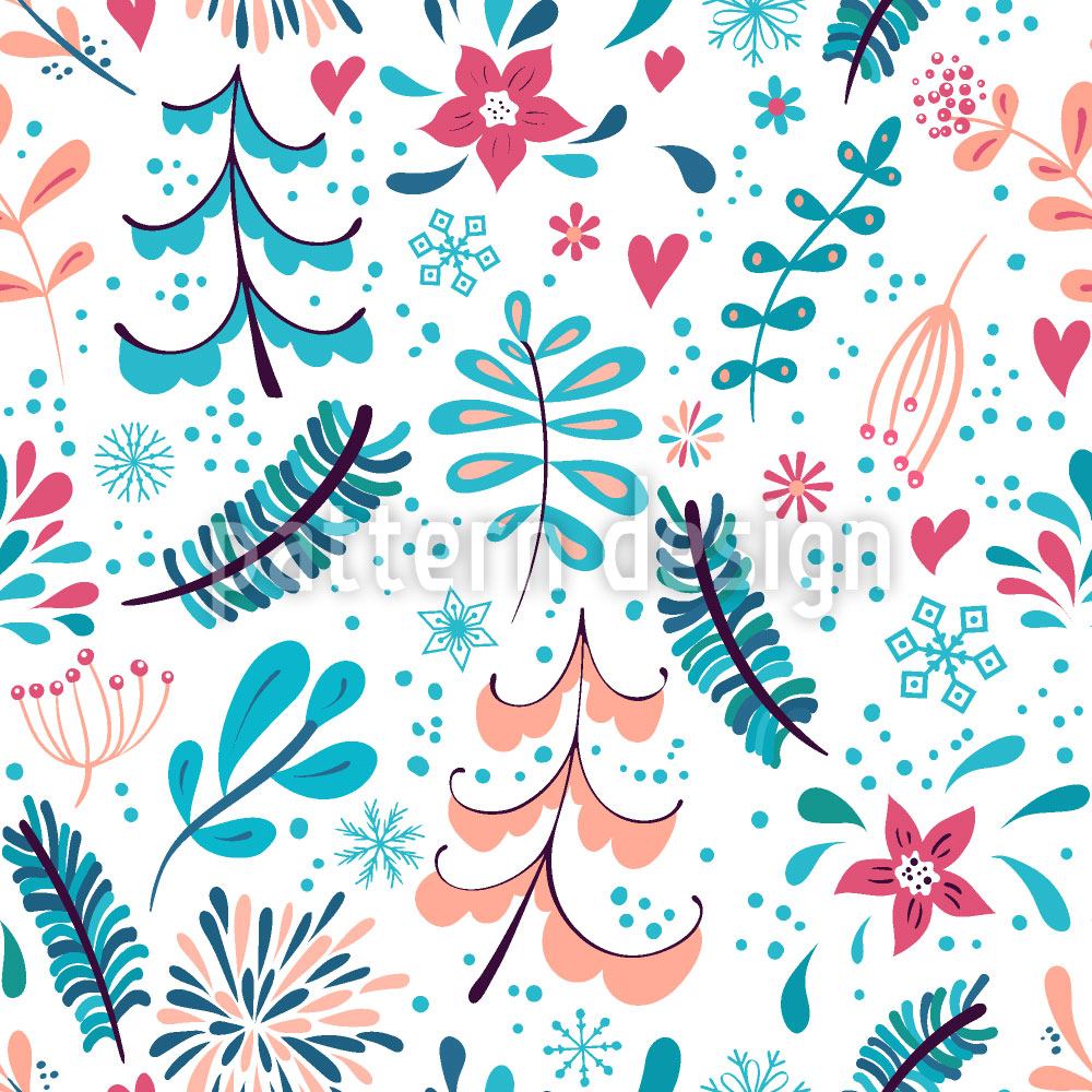 patterned-wallpaper-winter-flowers-and-snowflakes