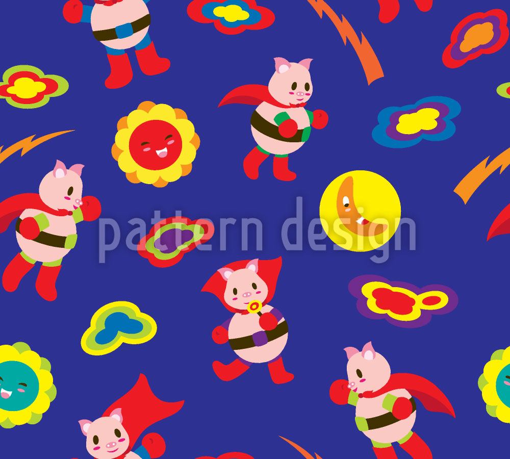 patterned-wallpaper-super-piggy-saves-the-world