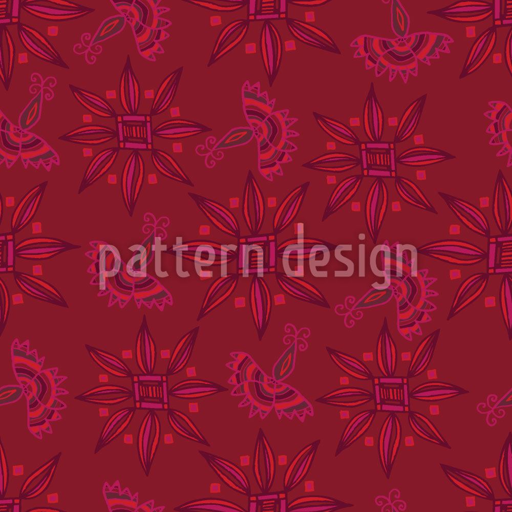 patterned-wallpaper-flora-in-cranberry