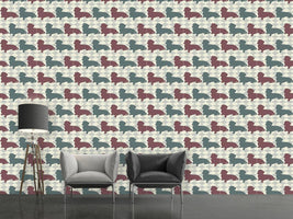 patterned-wallpaper-dachshund-check-mate