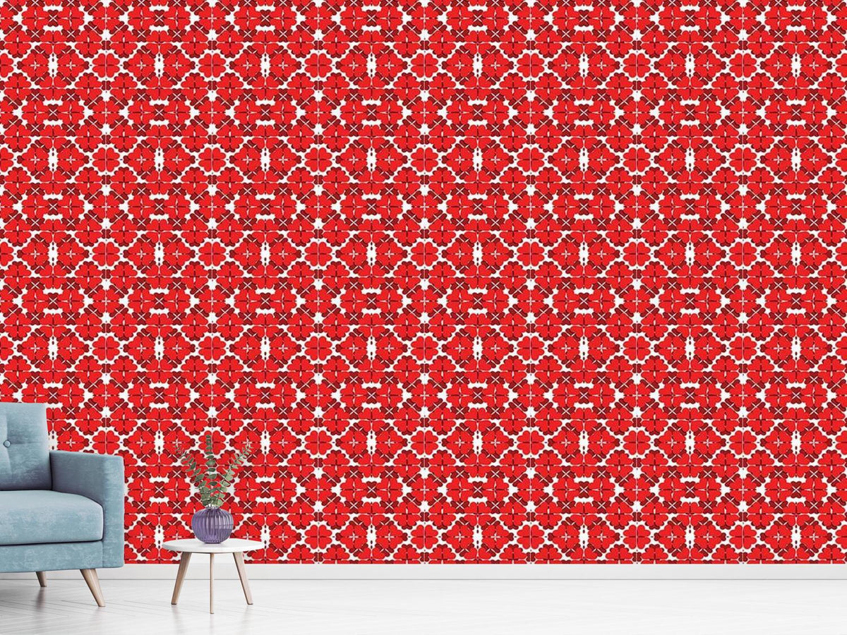 patterned-wallpaper-shamrock-in-red