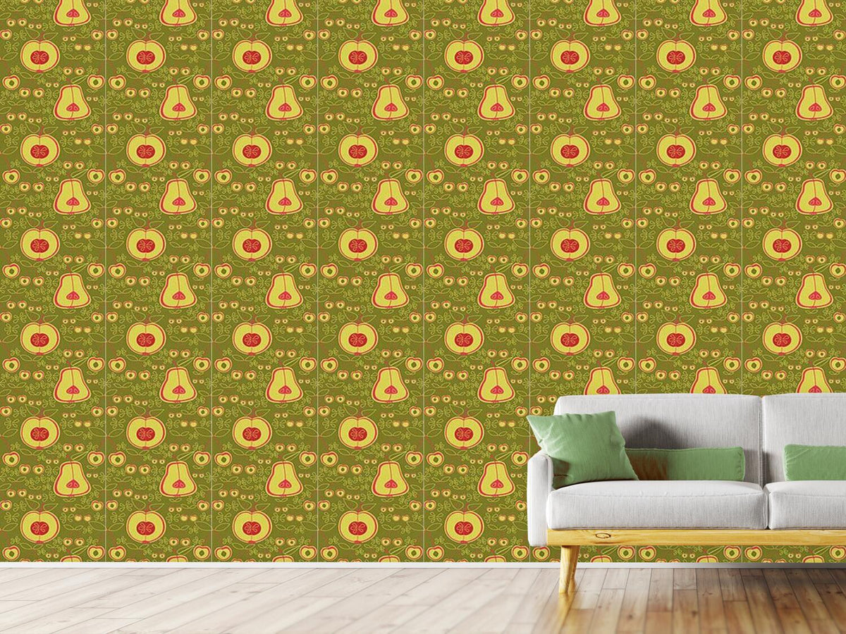 patterned-wallpaper-fruit-garden-green