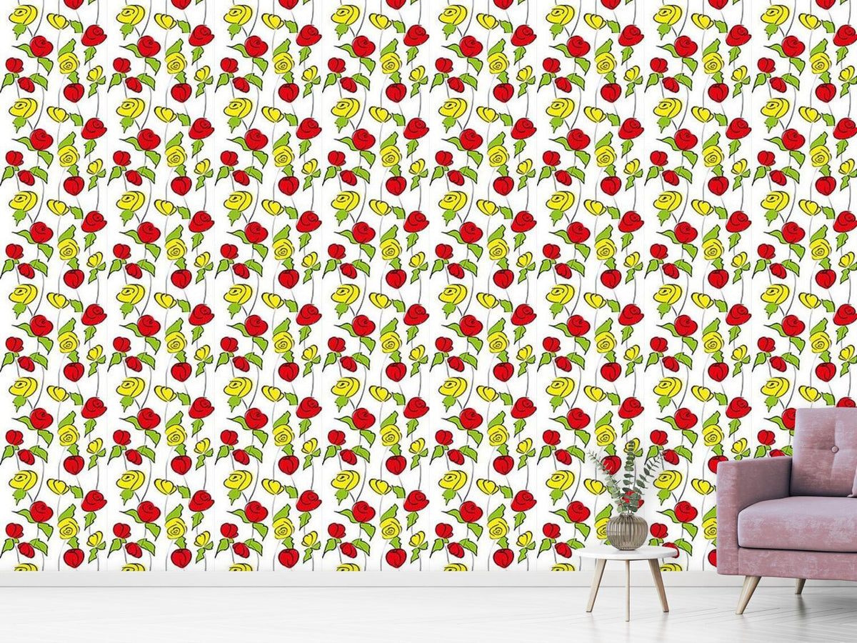 patterned-wallpaper-stem-roses