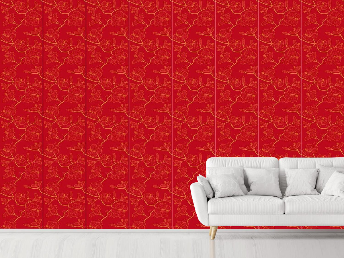 patterned-wallpaper-hibiscusdream-in-red