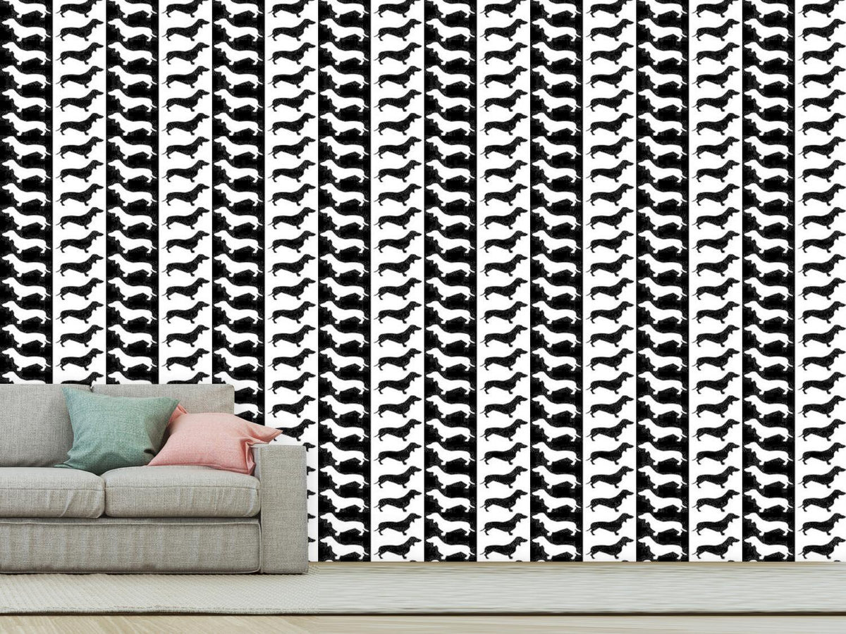 patterned-wallpaper-dachshund-black-and-white