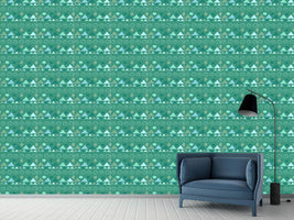 patterned-wallpaper-triangles-in-green