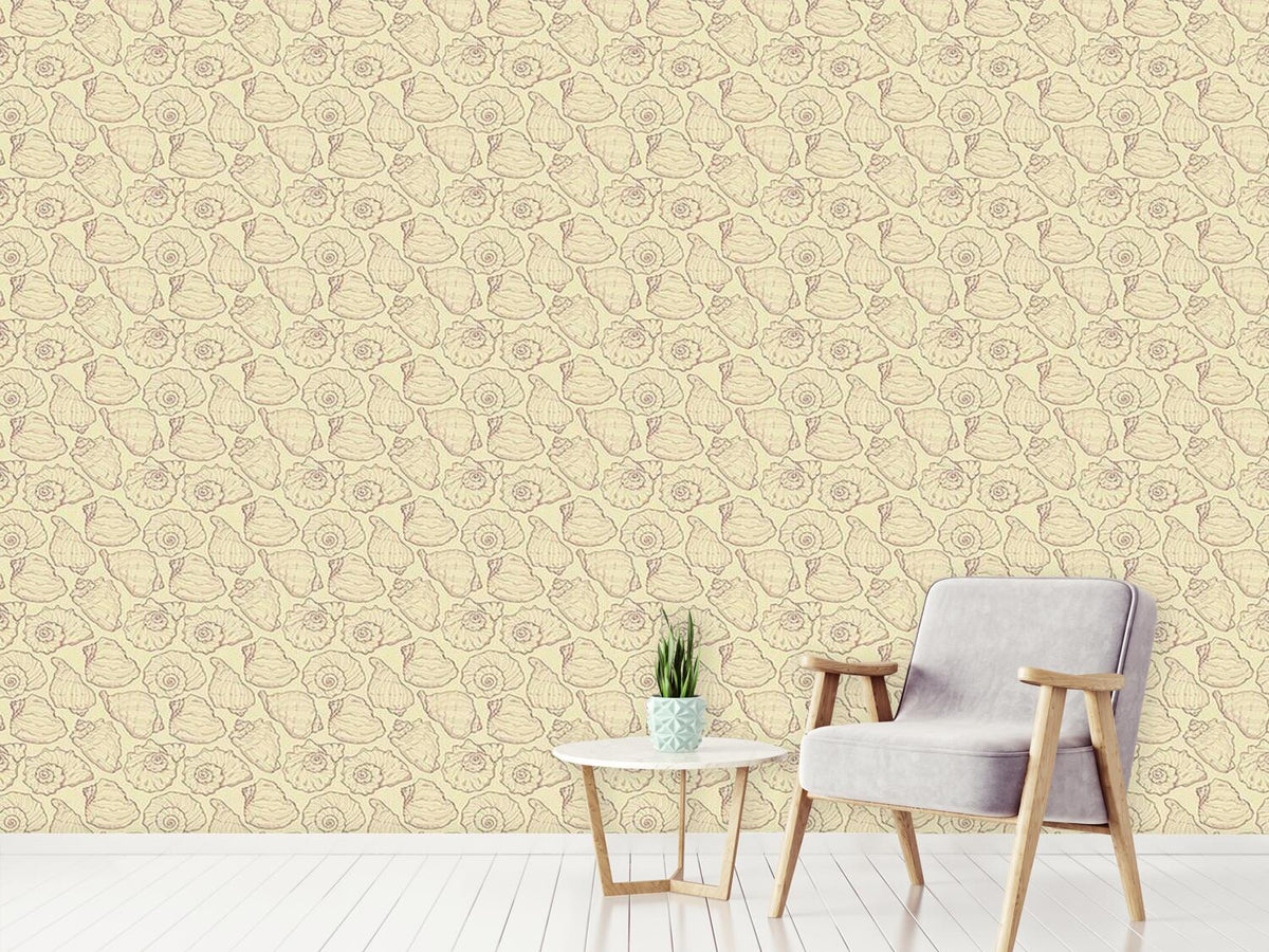 patterned-wallpaper-shellfish-yellow