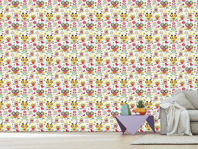 patterned-wallpaper-owl-family