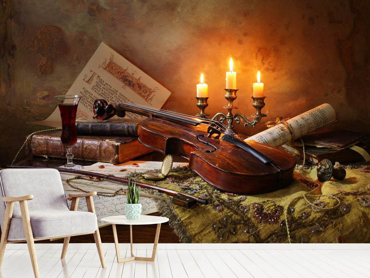 photo-wallpaper-still-life-with-violin-and-candles