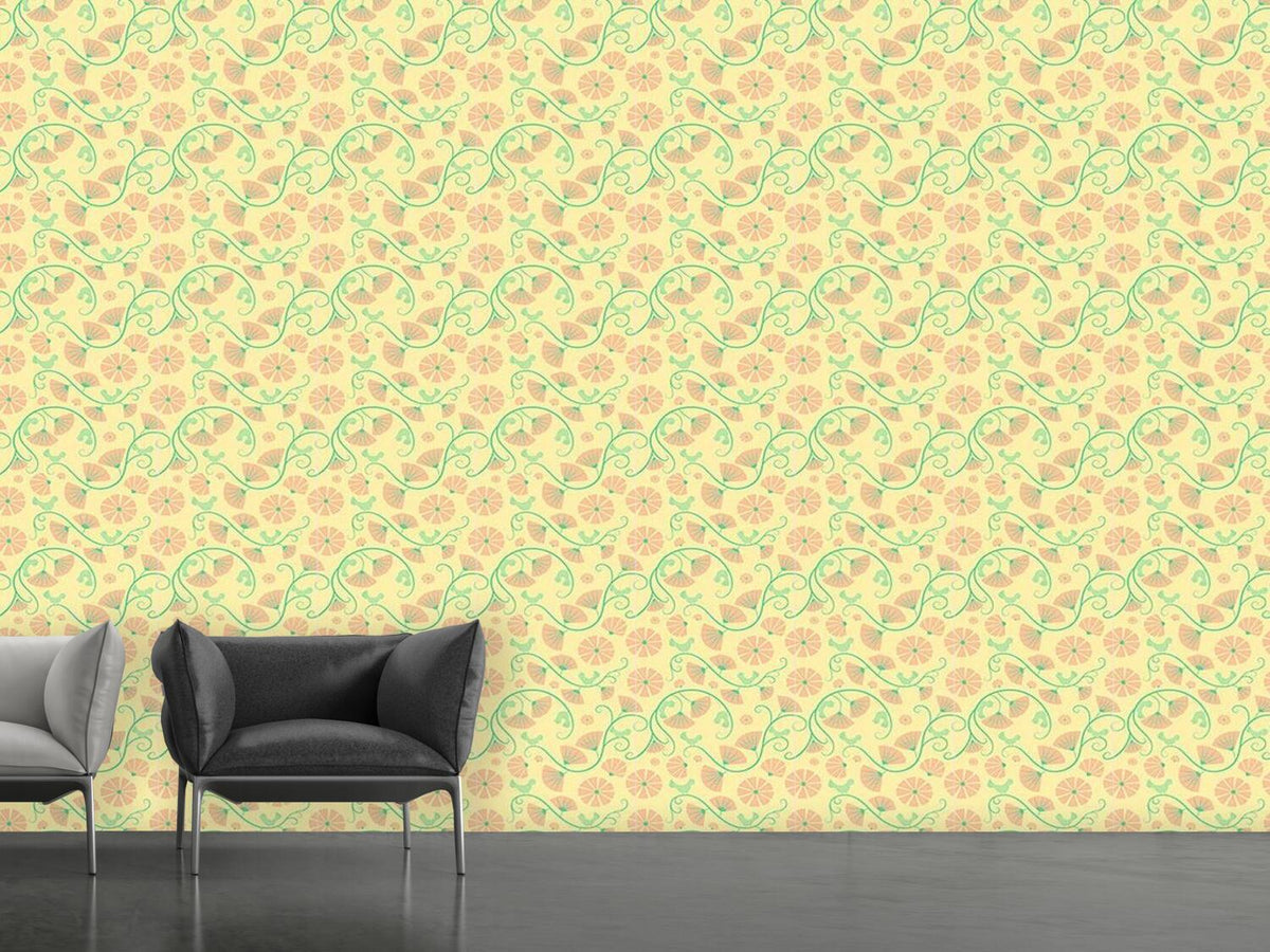 patterned-wallpaper-birds-and-fan-flowers