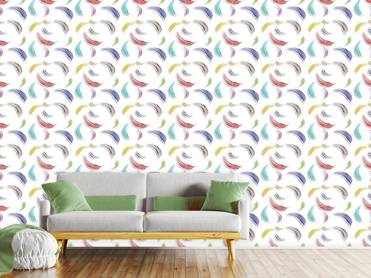 patterned-wallpaper-colorful-feather-pattern