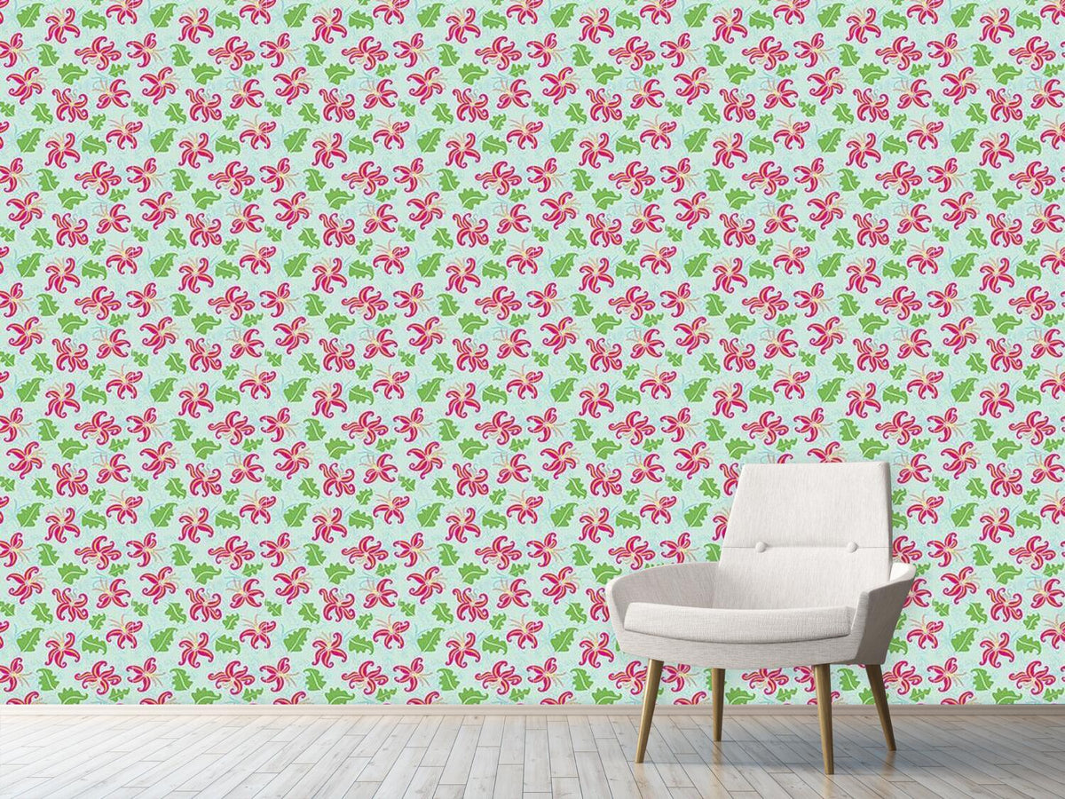 patterned-wallpaper-pink-lily