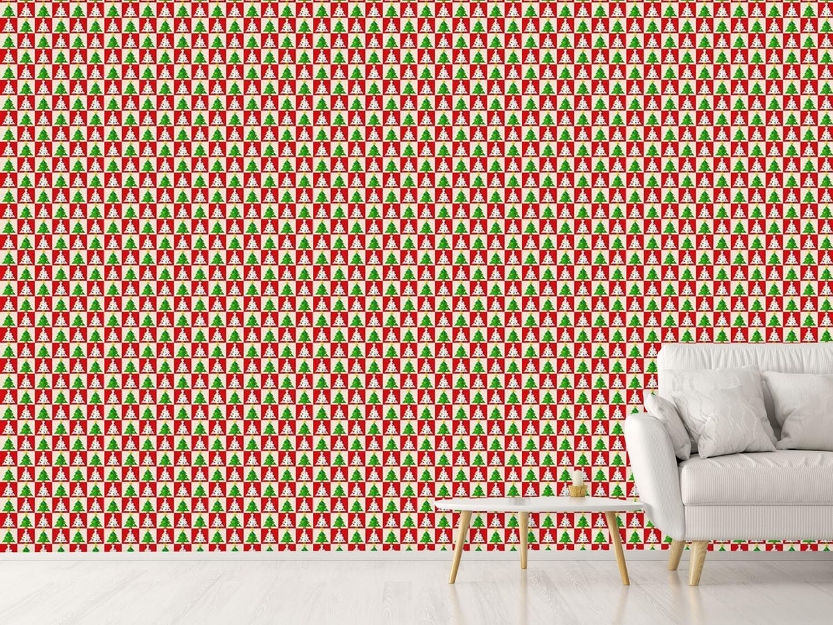 patterned-wallpaper-chess-with-christmas-trees