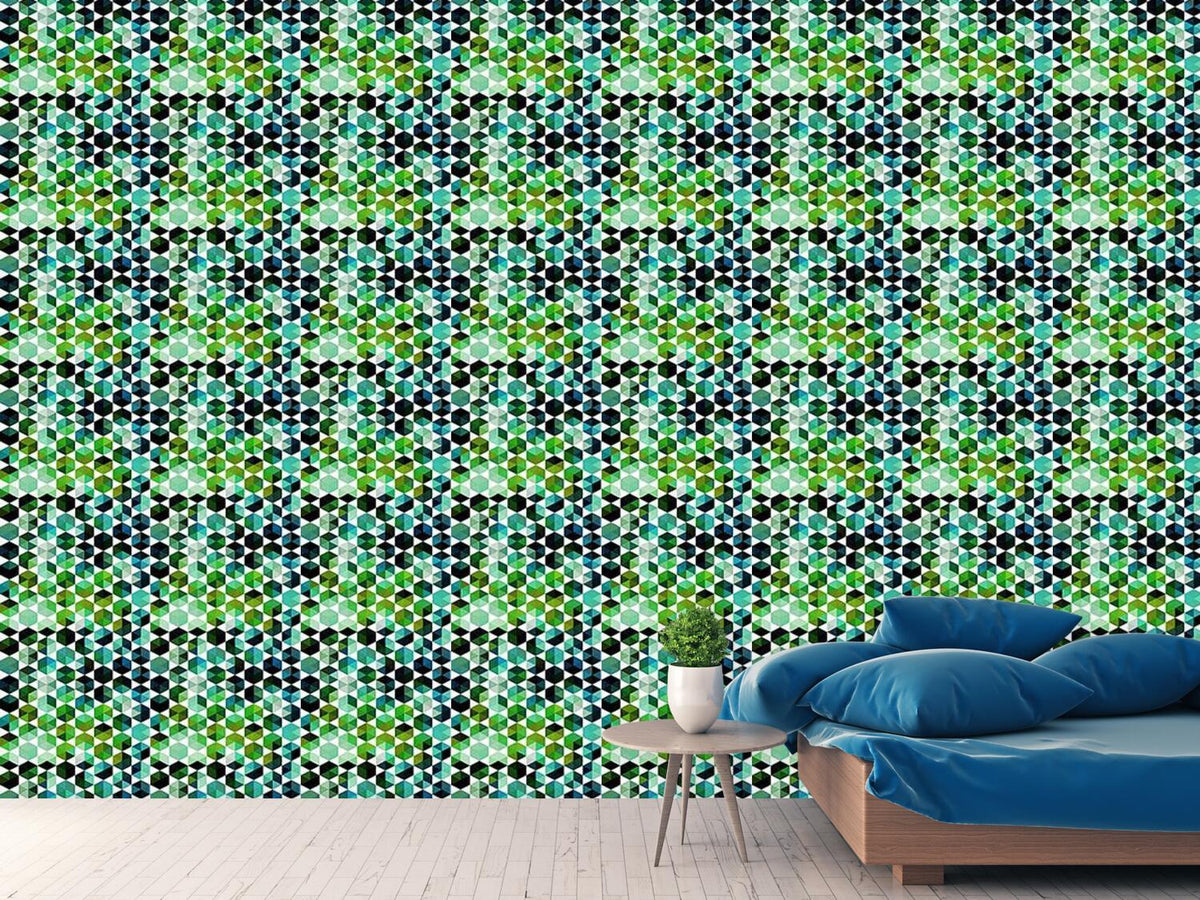 patterned-wallpaper-emerald-sexagon