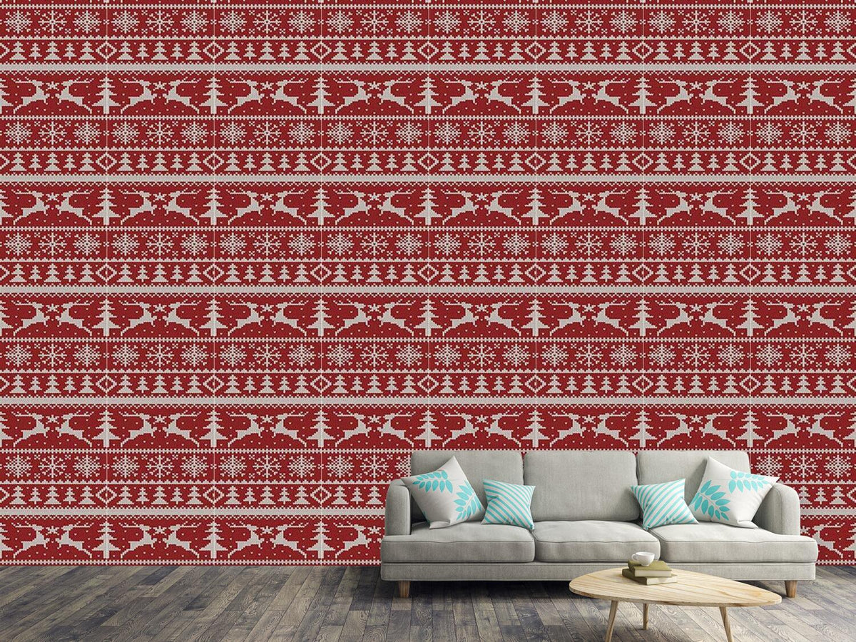 patterned-wallpaper-knitted-deer-crossing