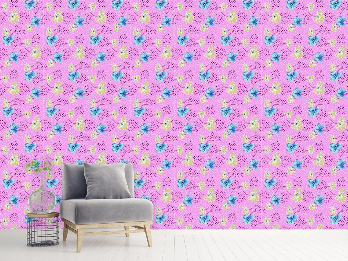 patterned-wallpaper-blossoms-and-dots