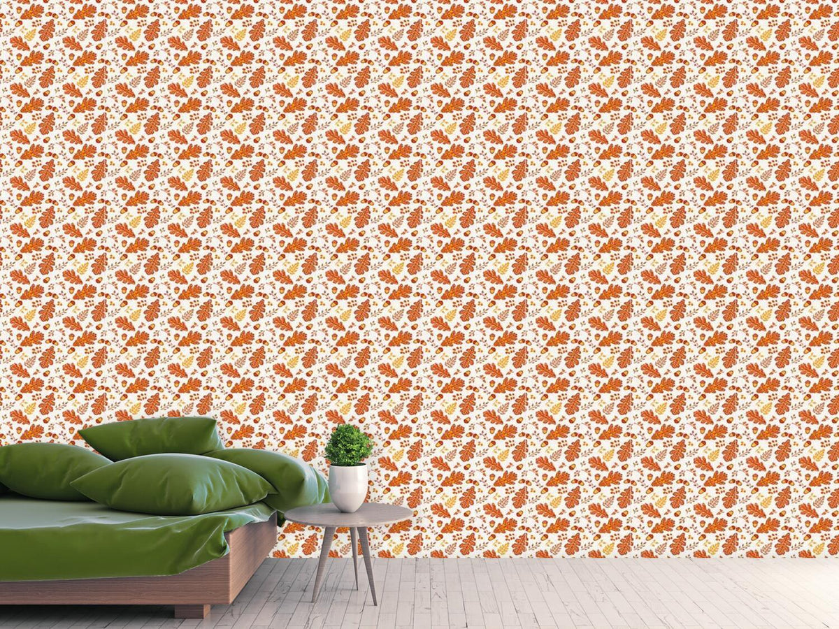 patterned-wallpaper-acorn-and-leaf-in-cesky-herslak