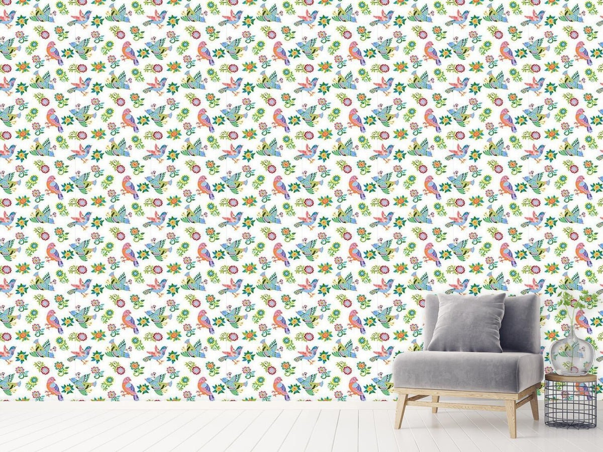 patterned-wallpaper-birds-and-flowers