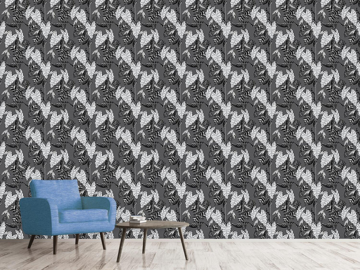 patterned-wallpaper-retro-leaves