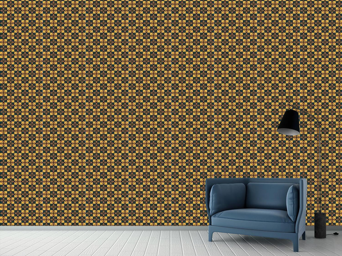 patterned-wallpaper-checkerboard-floral