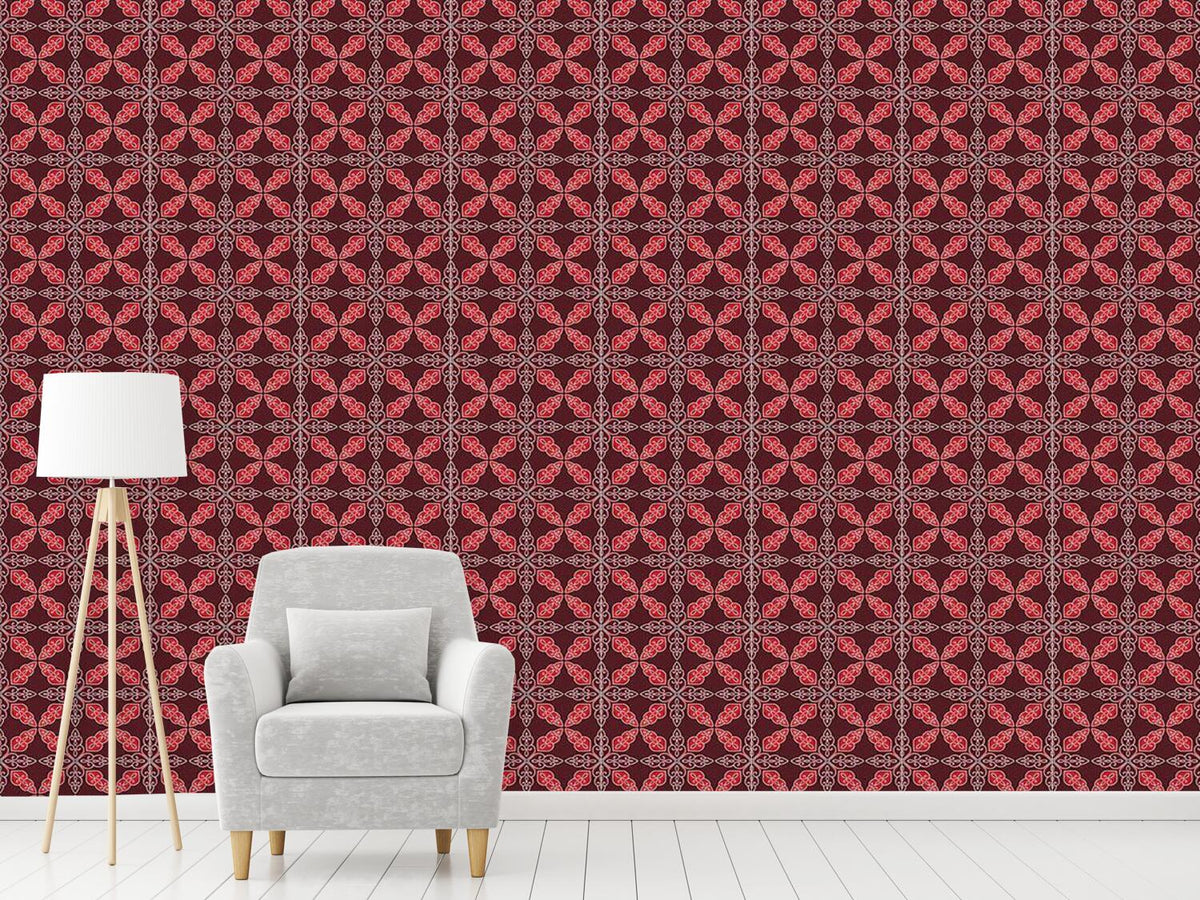 patterned-wallpaper-moroccan-red