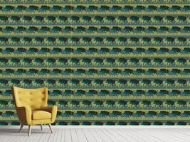 patterned-wallpaper-wild-boar-in-green