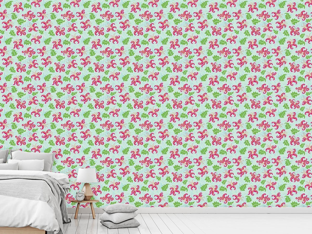 patterned-wallpaper-pink-lily